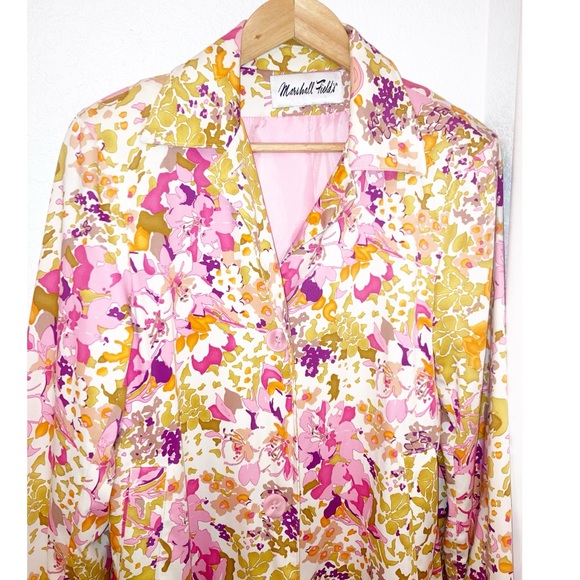 VTG Y2K MARSHALL FIELD’S Floral Trench Coat SZ; Large - Picture 3 of 14